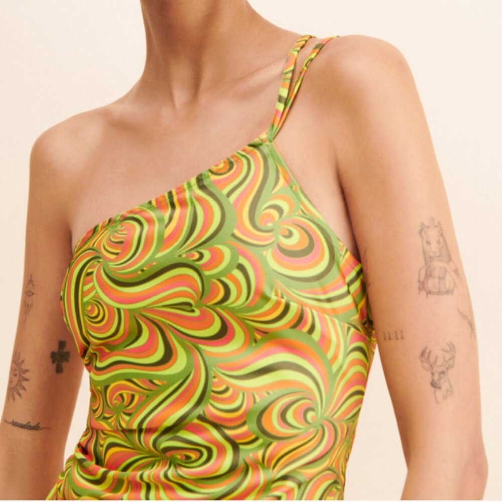 Psychedelic One-Shoulder Dress - Picture 4 of 4